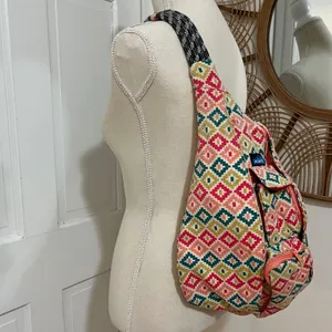 KAVU Rope Sling‎ Bag Backpack Boho Aztec Montage Boho Festival Hippie thumbnail 2