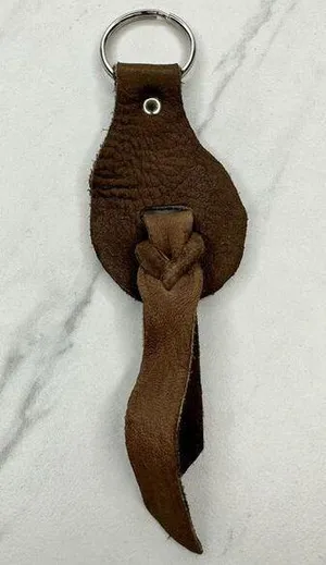 Soft Brown Leather Fringe Western Boho Keychain Keyring thumbnail 1