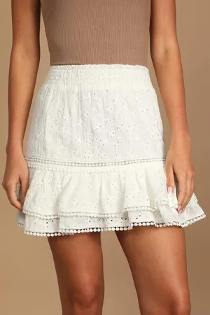Lulus Sun Lovin’ White Eyelet Lace Tiered Mini Skirt thumbnail 2