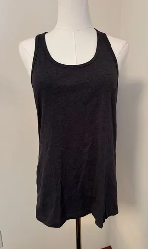 Grey Scoop Neck Racerback Tank Top Gray Size L thumbnail 1
