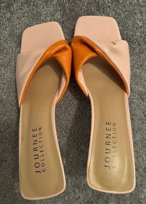 Journee Collection Women's Pink & Orange Knot Slide Sandals Size 11 thumbnail 1