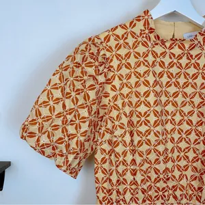 Lost + Wander Golden Dawn Orange Geometric Print Puff Sleeve Mini Dress Size S thumbnail 3