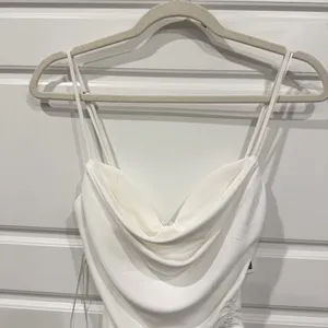 Zara White Ruched Midi Dress – Size XS – NWT thumbnail 5