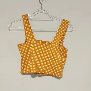 Cotton On Plaid‎ Gingham Plaid Wide strap crop top tank golden yellow size small thumbnail 2