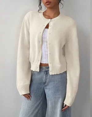 SHEIN- Cream Button-Up Cardigan Size XL thumbnail 1