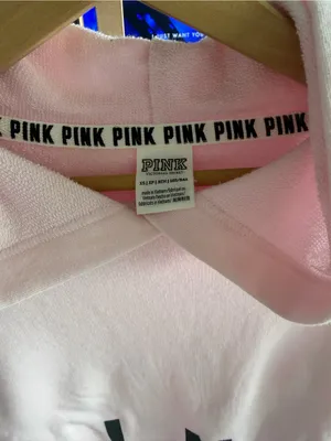 PINK Victoria's Secret Pastel Pink Cropped‎ Lace-Up Sleeve Hoodie thumbnail 3