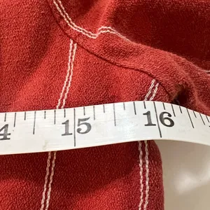 J.O.A. Rust Red Striped Linen Blend Tie Front Puff Sleeve Mini Dress Size M thumbnail 7