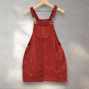 HOT KISS Red Corduroy Overall Dress Juniors' 7 Y2K Academia Preppy Buckle Mini thumbnail 3