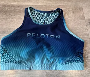 Peloton x WITH Wear It To Heart Ombre Mesh High Neck Sports Bra Blue Teal Medium thumbnail 1