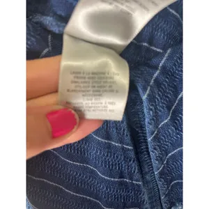 Anthropologie‎ Ett:twa Striped Denim Peplum Jumpsuit Wide Leg Blue Pinstripe LG thumbnail 8