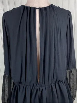 Free People Soul Serene Top Black Size XS Sheer Contrast Whimsigoth Boho Witchy thumbnail 8