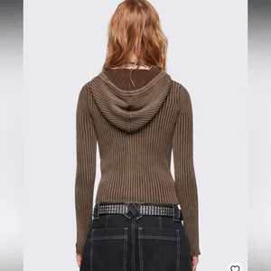 mingalondon - KAI TAUPE KNITTED ZIP-UP HOODIE thumbnail 4