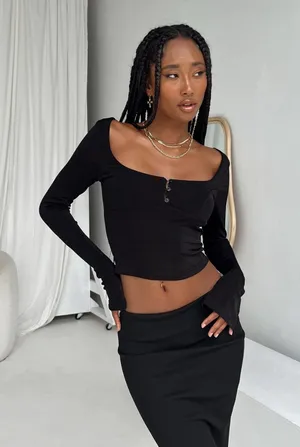 Princess Polly Black Top thumbnail 1