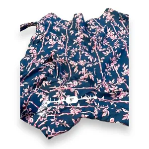 Free People Poolside Navy Blue & Pink Floral 3 Piece Set Sz‎ L thumbnail 17