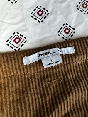 O’neill Women’s Large Crop Top Button Up Ribbed Long Sleeve Shirt Brown Tan thumbnail 3