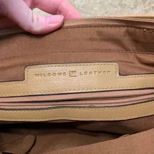 Wilsons Leather Women's Pebbled Leather Satchel‎ Purse Bag Light Brown Medium thumbnail 7