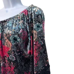 Ali Miles Crashed Velvet Tunic 1X floral Logenlook lace details sleeves thumbnail 8