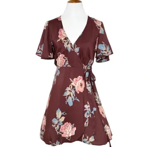 Show Me Your Mumu Women's Red Andrea Printed Wrap Dress Size S thumbnail 2