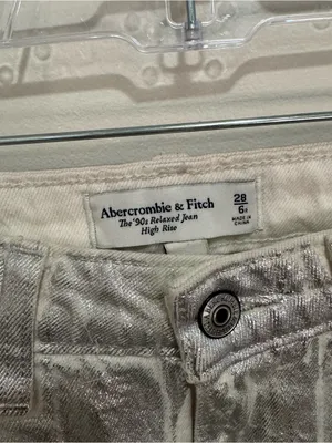 Abercrombie & Fitch Silver Metallic Jeans 28/6R Curve Love 90s‎ relaxed jeans thumbnail 5
