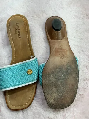 Eric Javits Aqua Blue Slide Sandals with Gold Accent 179 thumbnail 3