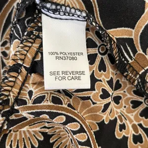 Cato Women Tunic Top 14/16 Tan Black Floral Dramatic Hem Boho Artsy‎ Whimsygoth thumbnail 8