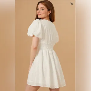 ALTAR’D STATE Briana Eyelet Puff Sleeve Sweetheart Mini Dress in White Size XL thumbnail 5