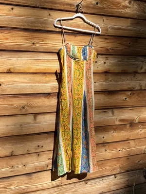 Few Moda Anaya Size 4 Multi Color Yellow Blue Midi Dress thumbnail 8