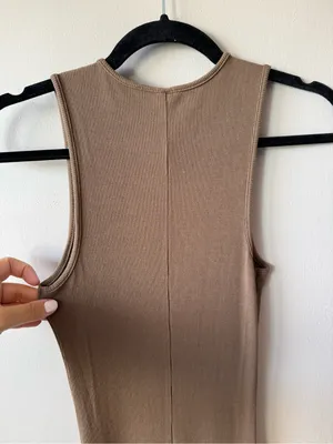 Skims Women’s Chocolate Brown‎ Sleeveless Ribbed Maxi Dress Size Small thumbnail 7