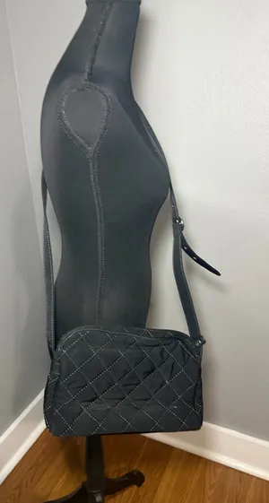Vera Bradley Quilted Multipocket CrossBody Shoulder Bag Black thumbnail 1