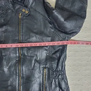 Andrew Michael Vintage Women's Black 100% Leather Jacket Quilted‎ Pattern Size L thumbnail 4
