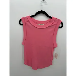 Free People We The Free Neon Dreams Pink Ribbed Muscle Tank Top Sz L NWT thumbnail 2