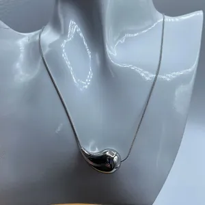 NWT Lux lux 18K gold dipped puffed sideways teardrop 16” necklace thumbnail 3
