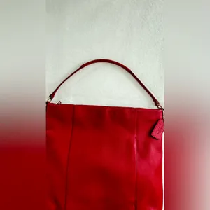 COACH Isabella Vibrant RED Leather Bag Shoulder Pebble Gold Hardware Handbag. thumbnail 13