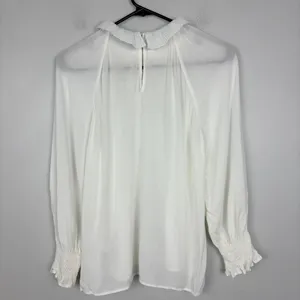 Zara White Smocked Neck‎ Long Sleeve Blouse Cottagecore Coquette Size XS thumbnail 7