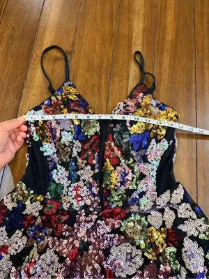 NWT Giffniseti Sequin Floral Mini Dress Size M Lace Up Back Party thumbnail 5