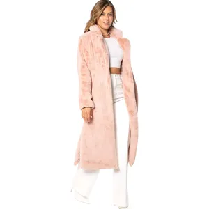 Juicy Couture Women’s Medium Dusty Pink Teddy Trench Faux Fur Coat Y2K Plush thumbnail 11