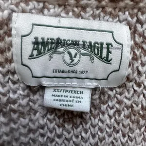 American Eagle Paisley Knit Cardigan XS Brown Cream Button Front Sweater thumbnail 6