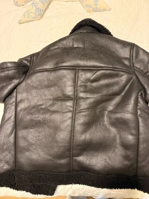 H&M Leather Fur Jacket Coat Winter Black Fur thumbnail 5