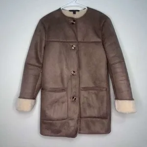 TRF Outerwear women’s size XS Faux Suede Sherpa Coat – Camel Brown(C11)✨ thumbnail 1