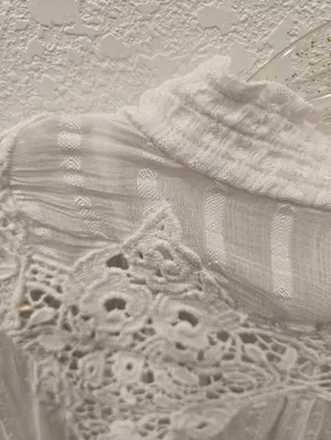 Anthropologie Moira peasant blouse intricate lace smocked cuffs V Neck 0 thumbnail 9