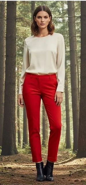 Loft Red Marisa Skinny Pants Size 6 thumbnail 1
