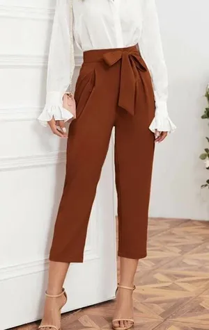 NWT Rust Bow Tie Pants Brown Size M thumbnail 1
