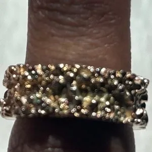 Textured Gold Tone Molten Metal Statement Band Ring Wide Organic Design thumbnail 2