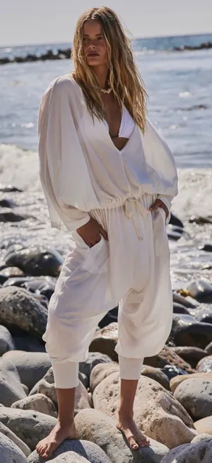 Free people elowen one piece jumpsuit NWT $78 clean ivory XS thumbnail 1