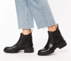 Coach Lyden Black Leather Booties Lug Sole Chelsea Ankle Boot Minimalist Utility thumbnail 1