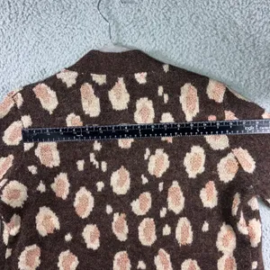 Mystree Leopard Print‎ Long Cardigan Swater Women Small Open Front Metallic thumbnail 7