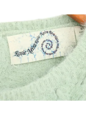 Anthropologie Rosie Neira Aubade Furry Fuzzy Mint Green Pullover Sweater M thumbnail 5