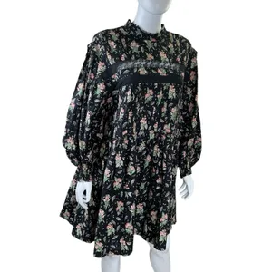 Pilcro Anthropologie NWT Large Long‎ Sleeve Mock Neck Swing Mini Dress Floral thumbnail 6