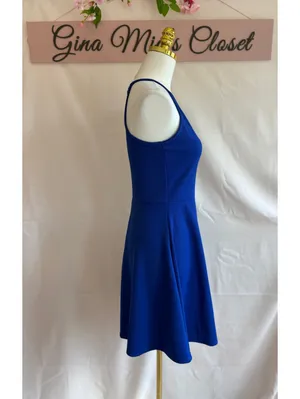 Olivia Rae Women's Royal Blue Sleeveless Fit and Flare Dress, Size Medium thumbnail 3