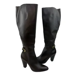 *Marc Fisher Shayna Tall Heeled Boots Womens 7.5 Brown Leather Classic Academia thumbnail 4